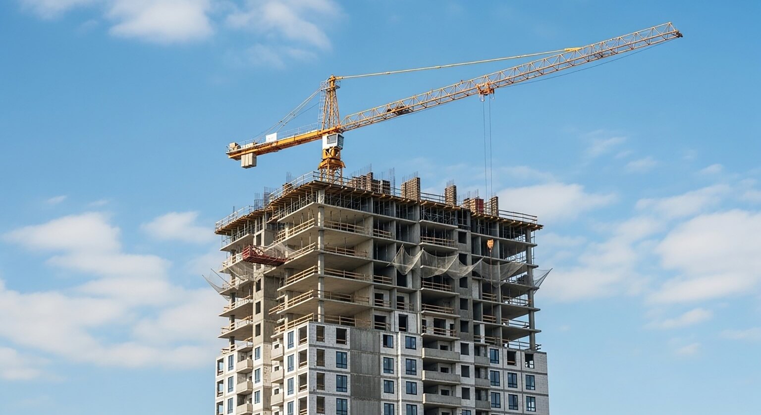 Construction project with tower crane